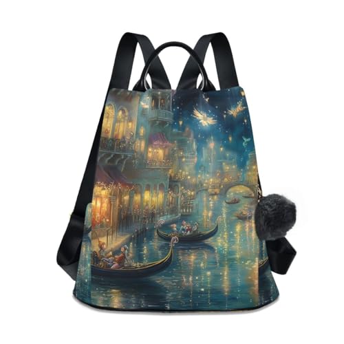 Sac à dos femme antivol chic avec pompons pour voyager sereinement