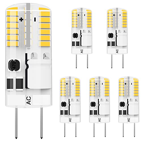 VIIVUU GY6.35 Glühlampe, G6.35 Birne Bi-pin JC Typ AC/DC 12V Warmweiß 3000K 2W Ersatz Äquivalent 30W JCD Halogen Glühbirne für Schreibtischlampe Landschaftsbeleuchtung Nicht Dimmbar, 5er pack Cover