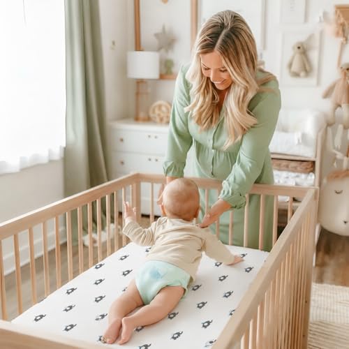 Image of Fitted Cot Crib Sheet | Bed Sheets for Newborn Baby Crib Mattress | Deep Pocket All Round Elastic Fitted Crib Sheet for Baby| Size 132 cm x 71 cm | Crib Sheets - 28 inchx52 inch | Design 10