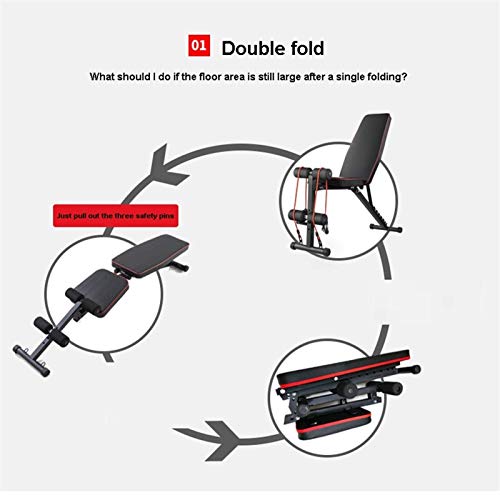 REMYS Dumbbell Bench Weight Lifting Weight Bench Adjustable Utility Exercise Workout Bench Flat Incline Decline Bench Press for Home Gym – Image 3