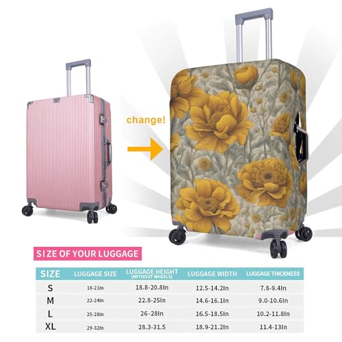 Many Golden Flowers Tsa Approved Luggage Cover For 18-32 Inch Suitcases Scratch-Resistant Stretch Luggage Cover 6