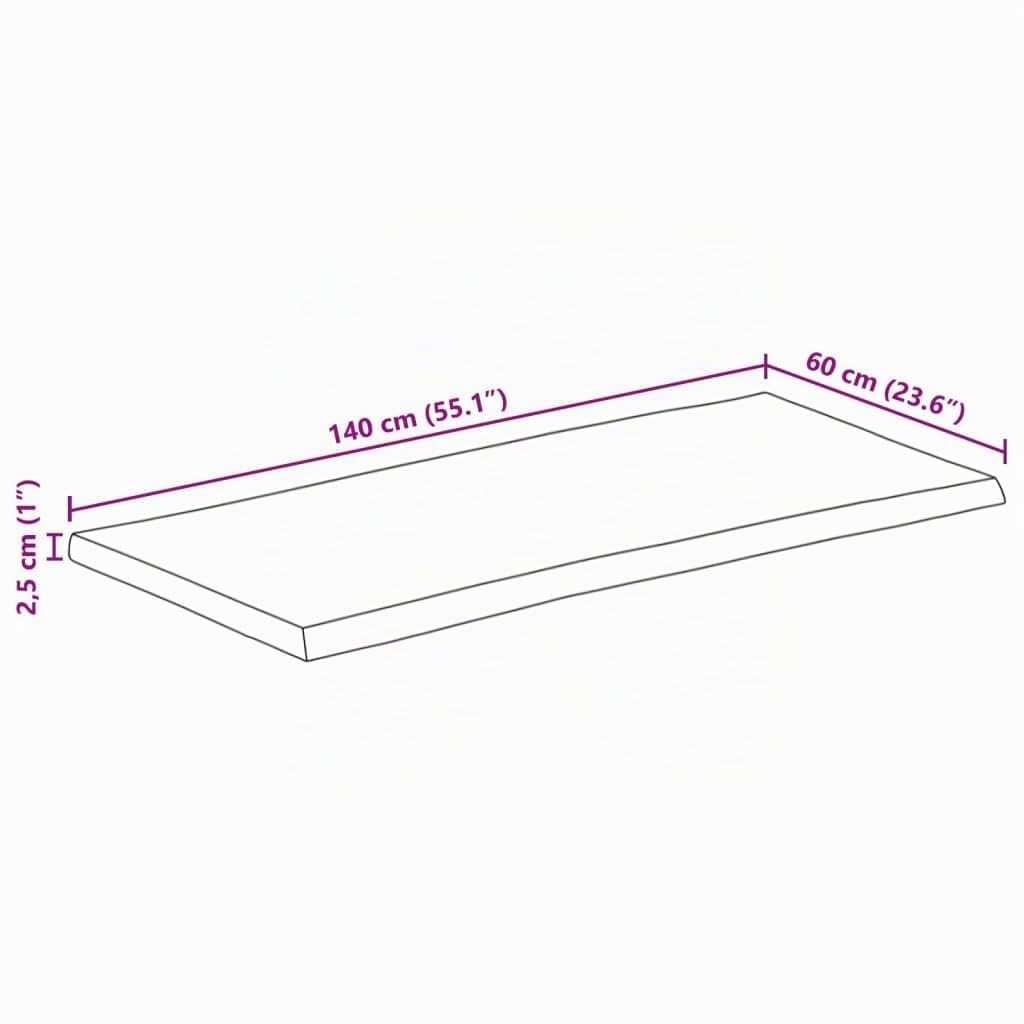 Dessus de table 140x60x2,5cm rectangulaire bois massif d acacia