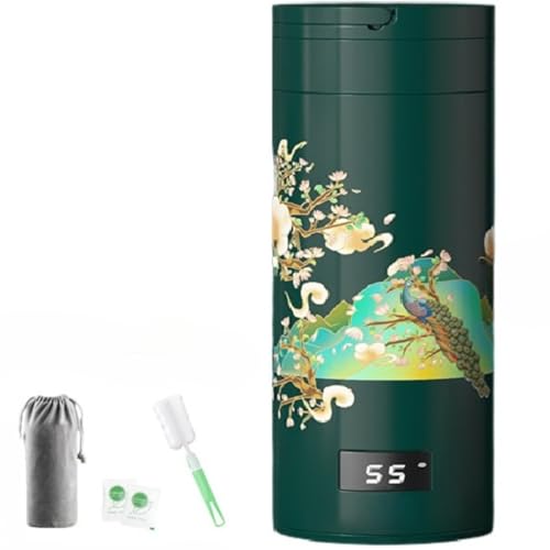 Barkolau 電気ケトル 小型携帯用 電気ポット 旅行用 湯沸かし器 ポータブル トラベルケトル大容量500ml 110V 300W急速加熱電気温水カップ、自動温水、自動OFF、真空断熱ボトル 電気湯沸かしポット、急速沸かし、空焚き防止機能 旅行カップ