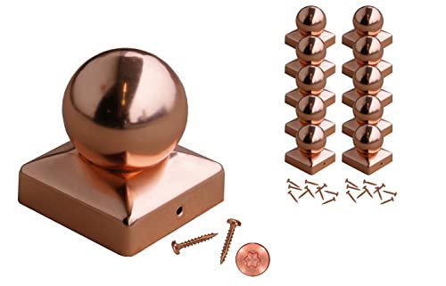 GK Pfostenkugel aus Kupfer, inkl. Schrauben mit Cutspitze (10, 11x11 cm)