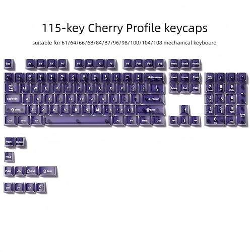 Image of dagaladoo Purple Clear Keyboard keycaps,Transparent keycaps 60 75 100 Percent,Ceramic Jelly Key caps Set,Shine Through Key caps,Cherry Profile Key Caps for Mx Switches Mechanical Keyboard