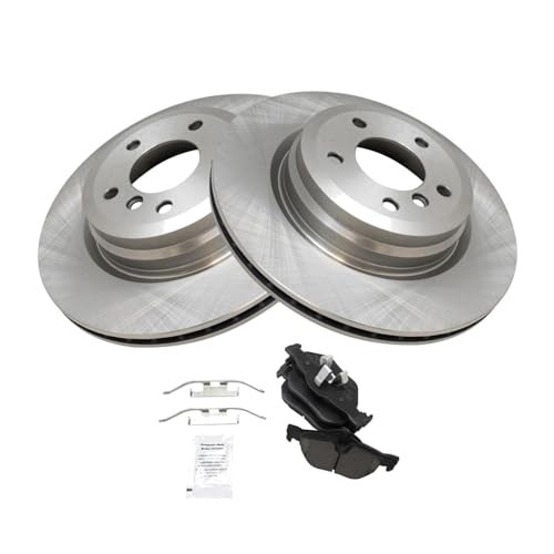 Image of TRQ Rear Brake Pad and Rotor Set Ceramic Compatible with 2013-2014 BMW X1
