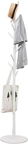 Vicllax Perchero de pie independiente 8 ganchos de madera Percha de ropa Soporte Percha Árbol (blanco)