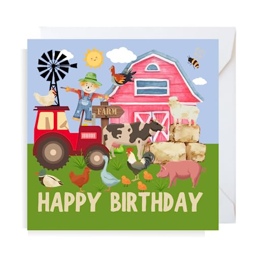 Second Ave Animal Farm Baby Children's Square Card For Boy or Girl Birthday
