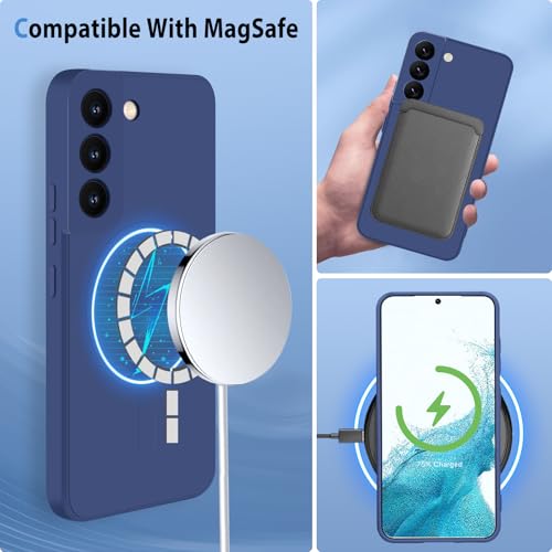 Coque Samsung S22 MagSafe en silicone bleu avec doublure microfibre - 4