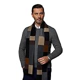 CUDDLE DREAMS Men's Silk Scarves, 100% Mulberry Silk Brushed, Luxuriously Soft (Plaid Black Camel)