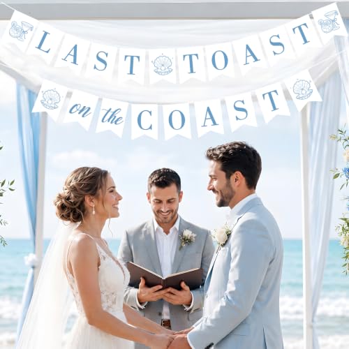 Image of Last Toast on The Coast Banner,Coastal Blue Bachelorette Bridal Shower Sign