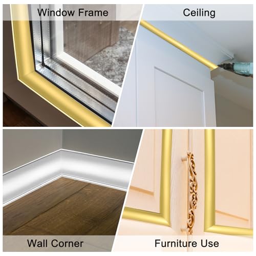 Moldura de pared autoadhesiva de espuma flexible dorada para ventanas 7