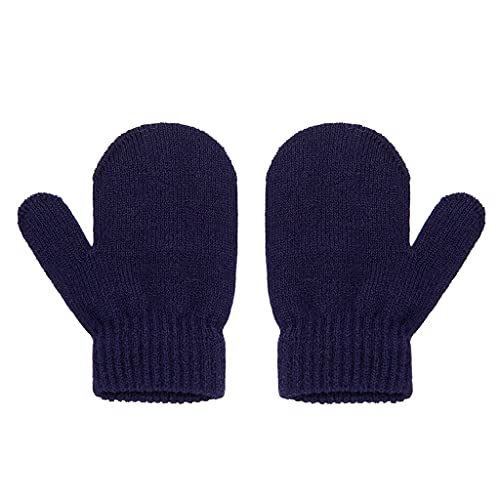 TOPFROP 1 Pair Winter BabyKids Knit Mittens Solid Color Warm Full Finger Gloves