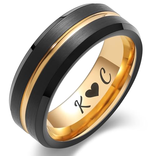 LerchPhi Tungsten Wedding Band for Men, Engraved and Customizable Promise