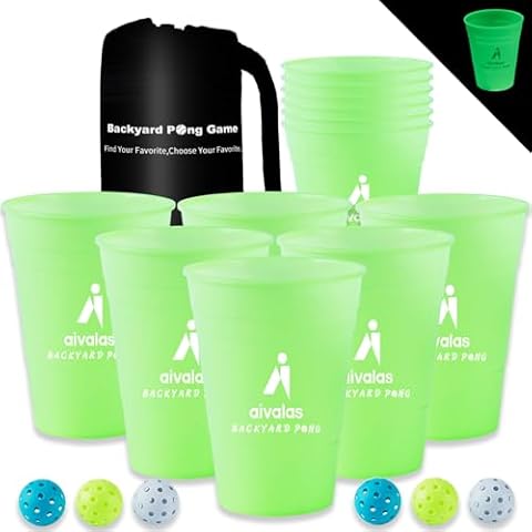 Aivalas Giant Yard Pong Outdoor Games Set,Giant Yard Pong for Adults and Family with XL Size Buckets, Ring Toss Games for Kids Adult with Carrying Bag, Toss Games for Family Party, Camping, Backyard Cover