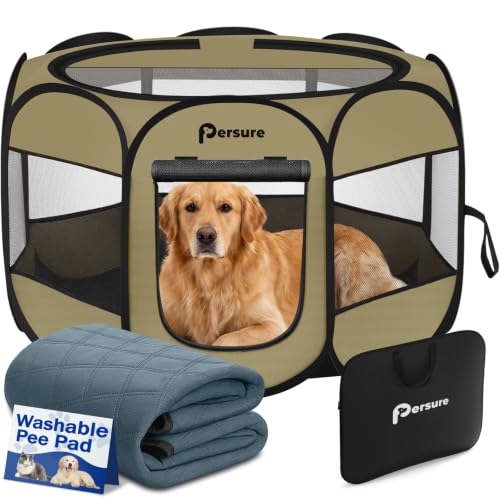 Image of Dog Cat Playpen Indoor Outdoor for Puppy Pet Dog Cat Recovery After Surgery | Dog Tent Crates Cage Indoor /Outdoor, Portable Pop Up Kennel with Carrying Case for Travel