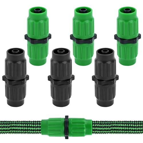 Bekecidi Conector de Reparación de Manguera Expandible, Kit de Extensión de Manguera de Jardín de Doble Canal, Conector de Manguera de Jardín de Conexión Rápida para 25 50 75 100 Pies, 6 Piezas