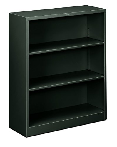 Image of HON Metal Bookcase - 3-Shelf Bookcase, 34-1 /2w x 12-5 /8d x 41h, Charcoal (HHS42ABC)