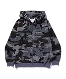 ジップアップフーデッドスウェットシャツ CAMO ZIP UP HOODED SWEATSHIRT 101254012007 BLACK S