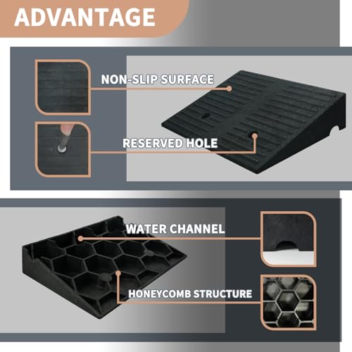 Curb Ramps for Driveway Threshold Wheelchair Doorway Sidewalks Shed Heavy Duty, 2 Pack 3.9 inch Rise, Ramps for Wheelchairs for Home Steps, Motorcycles, Lawn Mowers, 7000lbs Powersport Load ing