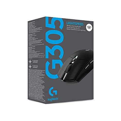 Logitech G G305 Lightspeed kabellose Gaming-Maus mit Hero 12K DPI Sensor, Wireless Verbindung, 6 programmierbare Tasten, 250 Stunden Akkulaufzeit, Leichtgewicht, PC/Mac - Schwarz