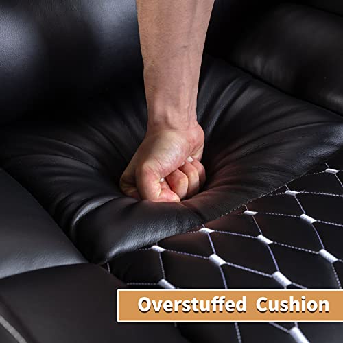 Anj Power Recliner Chair With Usb Ports And Cup Holders - Overstuffed Electric Home Theater Seating Pu Leather Reclining Furniture With Hidden Arm Storage, Easy To Clean (Black) #TOP5