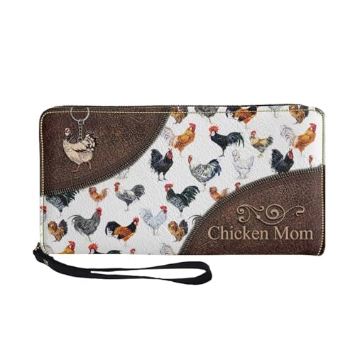 Image of Bulopur Personalized Wristlet Wallet for Women with Name Rifd Chicken Long Wallet PU Leather Clutch Purse Zipper Large Capacity Coin Cash Holder Customized Gifts for Mom Girlfriend