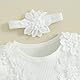 Odizli 1 Geburtstag Mädchen Outfit Kurzarm Strampler Kleid Blume Spitze Tüllkleid+Stirnband Kleidung Sommer Babykleidung Neugeborene Erstausstattung Babysachen Set Baby Fotoshooting Weiß 3-6 Monate