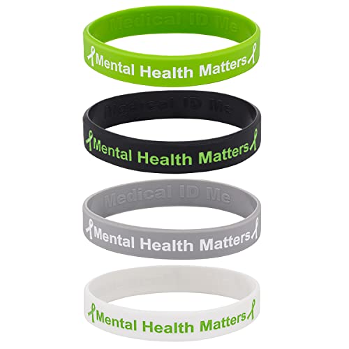2 PACK Mental Health Matters Awareness Bracelet Motivational Men's Women's Mental Health MHA (Large 20cm, x2 Mixed Colours)