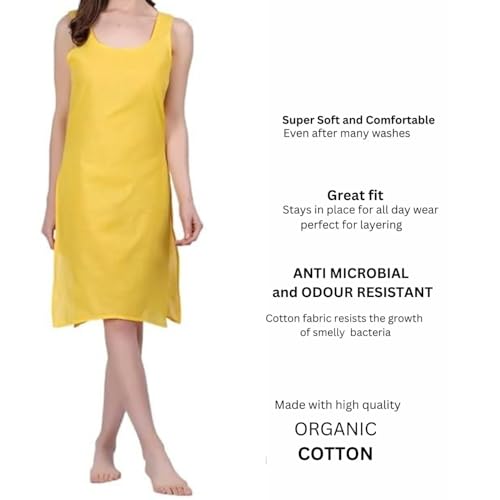 Image of Cotton Inner Slip camesoli for Women, Full Length Inner for Chikankari Kurti, Women Indoor Dress Cotton Sleeveless camesole,Holi Outfit