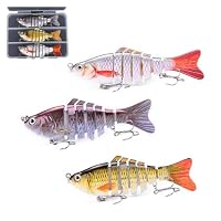 Lot De 3 Leurres Multi-articulés – Yeux 3D, Hameçons Inox, Pour Brochet, Truite, Bar, Eau Douce/salée