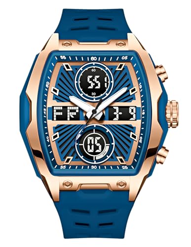 Image of V2A Impact-KUBIX 5410 Analog-Digital Watch for Men | Trendy Tonneau Shape | Bold Fashion Performance Watch with 3 Time Zones, Countdown, 50M Water Resistance, Alarm & Stopwatch