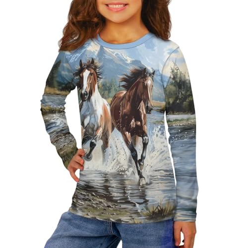 Image of Kids Long Sleeve Shirts for Girls 3-16 Year Old Cute Clothes for Teen Girls Casual Workout Tops