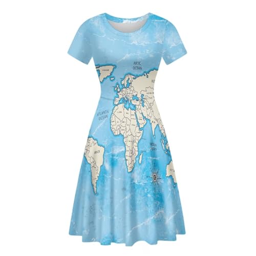 Image of Biyejit Women's Summer Casual Short Sleeve T-Shirt Swing Dress Crew Neck Plus Size S-4XL
