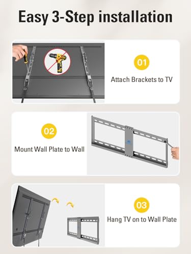 Mounting Dream TV Wall Mount for Most 37-75 Inch Televisions, Universal Tilt TV Mount Fits 16", 18", 24" Studs, Max VESA 600x400mm, 132lbs, Low Profile Flat Wall Mount Bracket, MD2968-LK