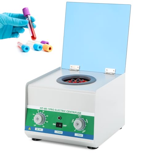 Mxmoonant Zentrifugalmaschine, 4000rpm, 6x15ml, 1865xg, 60min Timer, 4.6kg, 280 * 260 * 190mm, geeignet für 15ml/10ml/5ml Teströhrchen, für Probentrennung, Qualitative Analyse in Labor (EU Stecker)