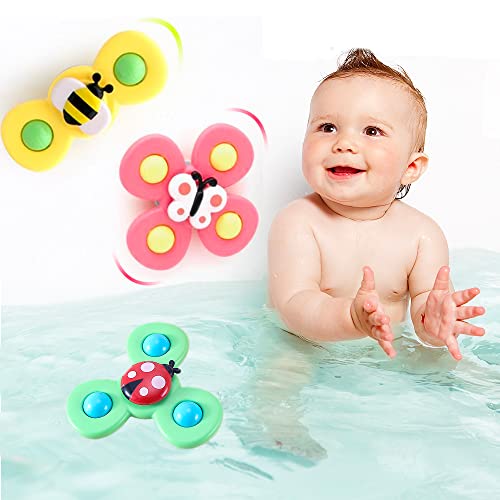 Calornest Suction Cup Spinning Top Toy, Bath Toys Baby Bathtub Toys, Cartoon Animal Rotating Suction Cups Toys Sensory…