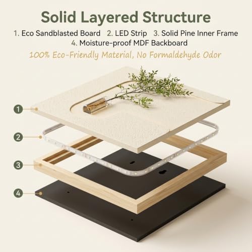 3D Sandstone Wall Art with LED Light, Modern Wall Sculpture Decor