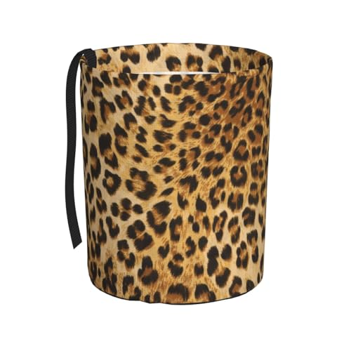 Image of Car Garbage Bag Brown Leopard Mini Car Trash Bin Portable Collapsible Waterproof Rubbish Bag for Car Accessories Back Front Seat Cup Holder