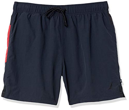 Nautica Men's Standard Quick Dry Full Elastic Waist Solid Swim Trunk, True Navy, Medium