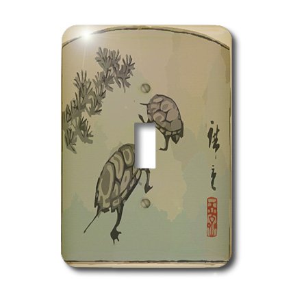 Ancienne Peinture asiatique des tortues pour interrupteur déco salon ambiance zen