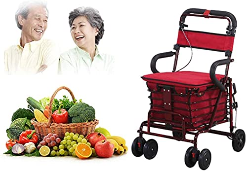 Einkaufstrolley, Leicht, Rollator, Zusammenklappbar, 4 Räder, Einkaufstrolley, Aufbewahrungstasche Mit Sitz… – Bild 4