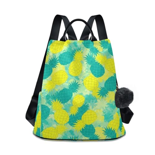 Sac à dos antivol pour femme Yellow Ananas étanche en polyester durable