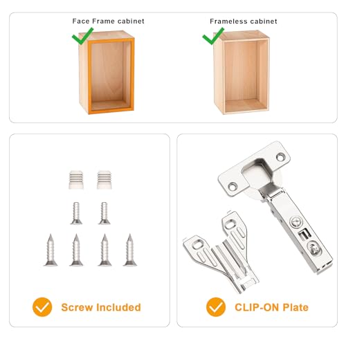 Luokim 2pcs Clip On Face Frame Soft Close Cabinet Hinges Full Overlay Concealed Kitchen Cabinet Hinges Nickel Finish by Luokim - Image 3