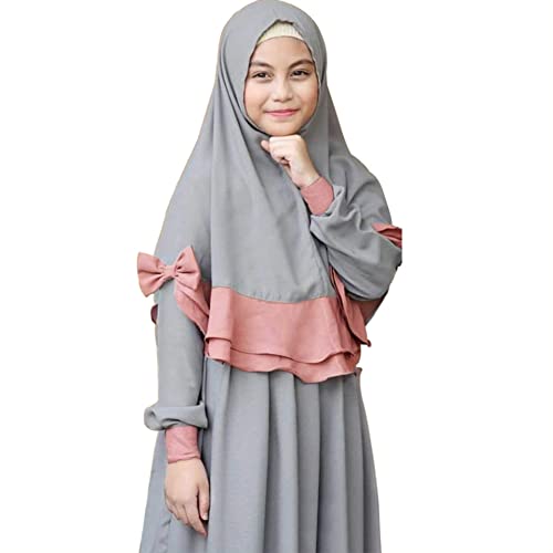 EFOGEP Abaya for Girls Muslim Long Sleeve Dress with Hijab Two Piece Outfit Islamic Robe Full Length Ramadan Prayer Clothes2