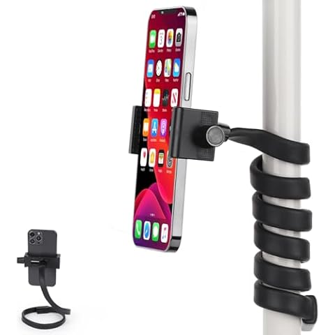 Mippko Portable Flexible Cell Phone Holder Stand for Shopping Cart/Treadmill/Stroller/Elliptical/Car/Bike,Compatible with 3.5~7.5" iPhone/Smartphone, 27.5 inch / 70cm Long Arm for Cellphone Cover