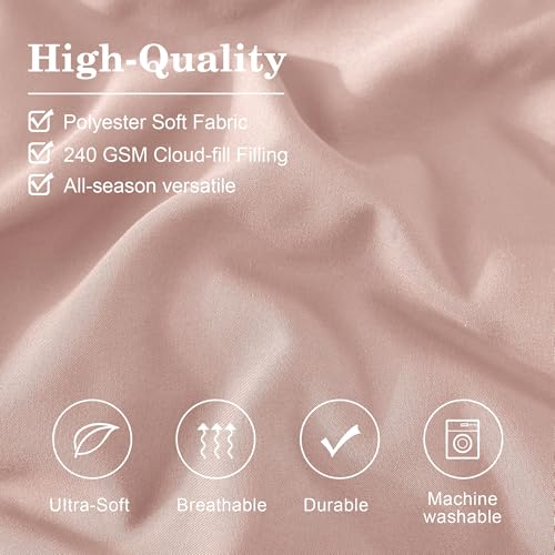 Image of Monbix Queen Comforter Set - 7 Pieces Light Pink Bed in a Bag Queen Bedding Sets with Comforters, All Seasons Comforter Bed Set with Sheets, Pillowcases & Shams