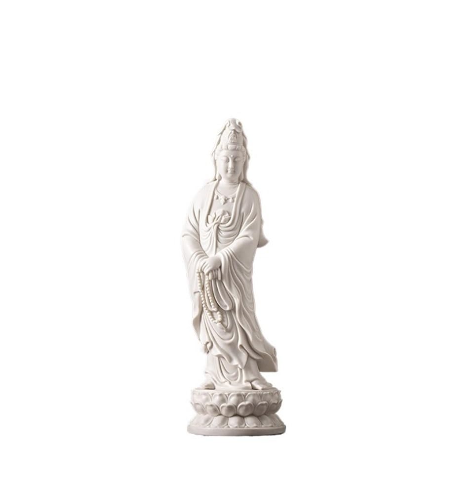 Estatuas de Feng Shui, Estatua de Buda Blanca Pura Decorativa pie en la Entrada Sala Estar, el vestíbulo Oficina, Zen