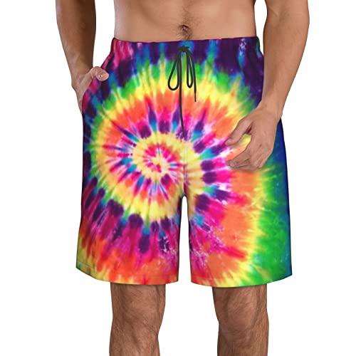 Tie Dye (03) Pantalones Cortos Suaves para Hombres Ropa de Playa Transpirable Pantalones Cortos Sueltos con Bolsillos