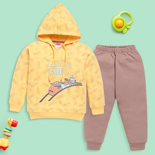 Image of LuvLap Baby Boys Full Sleeve Boys Hooded Sweatshirt & Pyjama Set